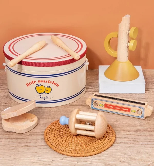 Wooden Xylophone Drum Set For Toddlers - Image 6
