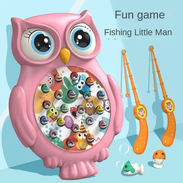 Owl Fishing Toy Baby Montessori Fishing Multifunctional Fish Plate Preschool Toys Play Rod Game Kids Educational Rotating Gift - Image 3