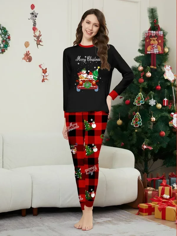 Merry Christmas Mother Father Kids Matching Clothing Set Cartoon Print Family Pajamas Cute Soft Loungewear Xmas Look Outfits Pjs - Image 2