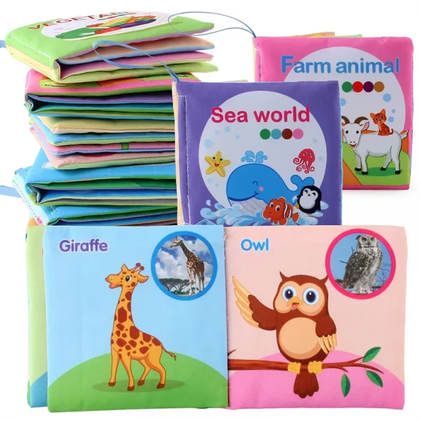 Baby Soft Cloth Book for Newborns 0-12 Months 3D Book Animal Family Cognitive Montessori Early Educational Toys for Kids Gift - Image 2