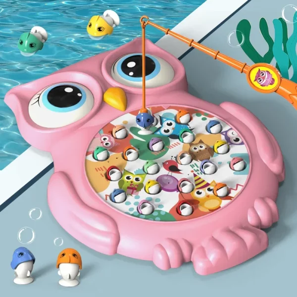 Owl Fishing Toy Baby Montessori Fishing Multifunctional Fish Plate Preschool Toys Play Rod Game Kids Educational Rotating Gift