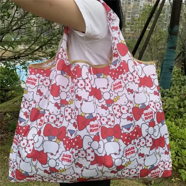 Hello Kitty Foldable Shopping Bag Large Capacity Women Handbag Eco-Friendly Storage Wrap Girls Boys Organizer Pouch Party Gift - Image 4