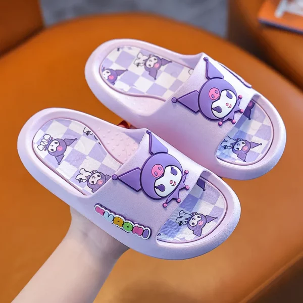Hello Kitty Sanrio Kawaii Kids Slippers Anime Kuromi Girl Summer Soft Sandal Cinnamoroll My Melody Kids Indoor Bathroom Slippers - Image 6