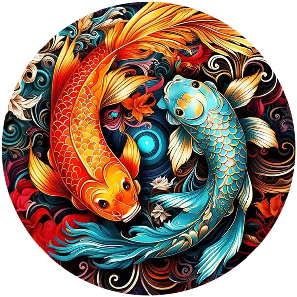 Koi CarpWooden Jigsaw Puzzle DIY Crafts Animal Wooden Puzzles For Kids Adults Educational Brain Trainer Family Interactive Games - Image 5