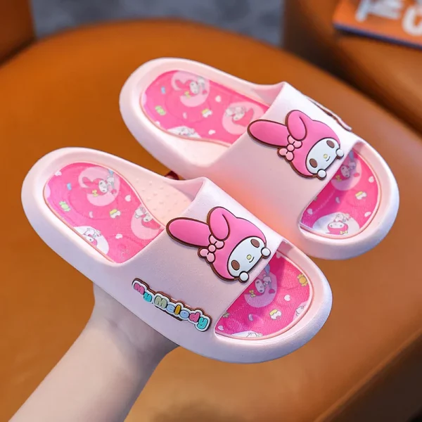 Hello Kitty Sanrio Kawaii Kids Slippers Anime Kuromi Girl Summer Soft Sandal Cinnamoroll My Melody Kids Indoor Bathroom Slippers - Image 4