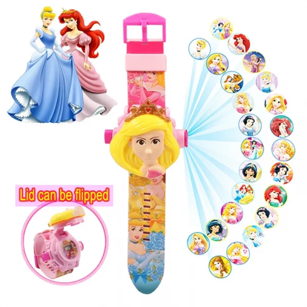 Disney Watch Frozen Anime Figure Elsa Princess Projection Watch Silicone Strap Cartoon Digital Toy Watch Gifts For Kids - Image 3