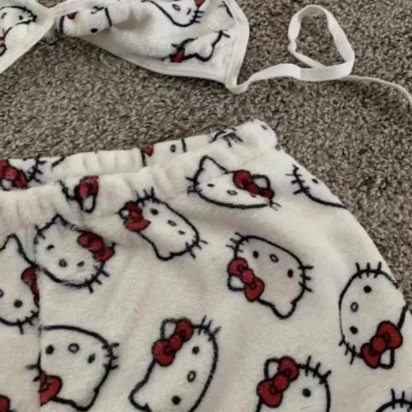 Sanrio Hello Kitty Women's Pajamas Set Sleepwear 2Pcs Short Tank Tops and Shorts Sexy Plush Homewear Women Pajamas Bra Sets - Image 6
