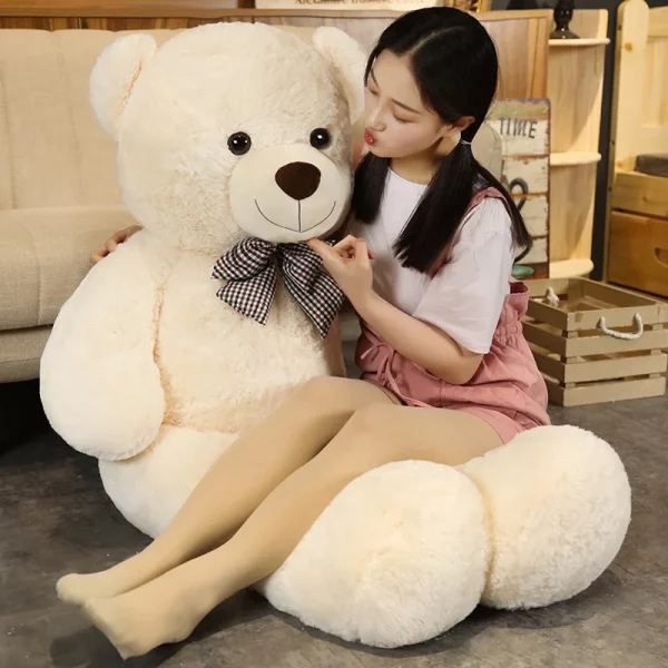105/130cm 3 Colors Teddy Bear with Bow-knot Giant Stuffed Animals Bear Plush Toys Doll Pillow Kids Lovers Birthday Baby Gift - Image 3