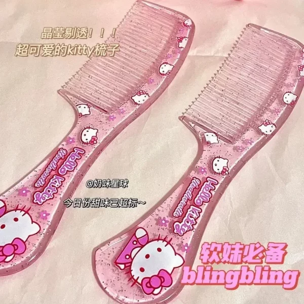 Sanrio Hello Kitty Cute Cartoon Comb Dense Tooth Comb Japanese Soft Girl Portable Makeup Comb Student Comb Hair Smooth Hair Comb