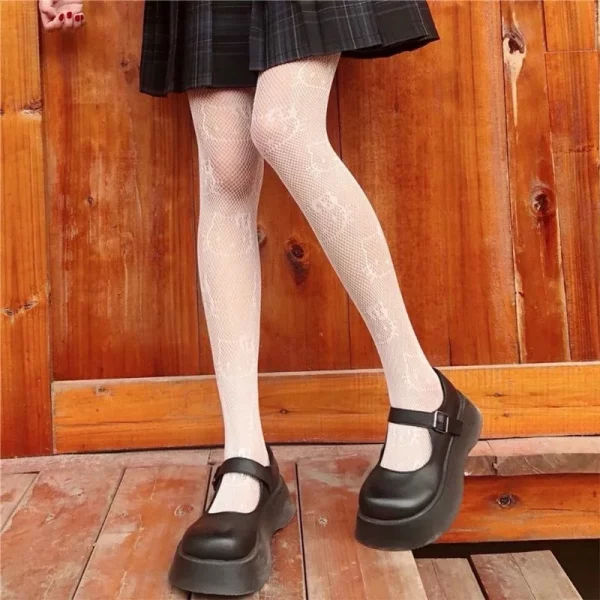 Cute Japanese Hello Kitty Fishing Net Socks Black Silk Stockings Women's Thin Spring and Autumn Anti-hook Silk Bottom Pantyhose - Image 2