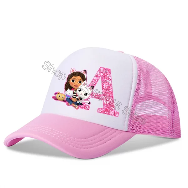 Cute Gabby Dollhouses Girls Baseball Caps English Letters Cartoon Hat Children Casual Hat Adjustable Peaked Cap Birthday Gifts - Image 2