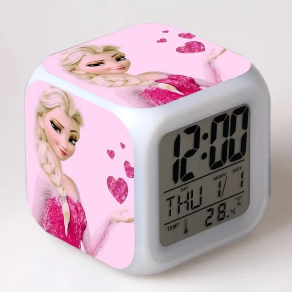 Disney Movie Frozen Princess Elsa Anna Digital Alarm Clock Color Changing LED reloj despertado Clock Kids Cartoon Toys For Child - Image 2