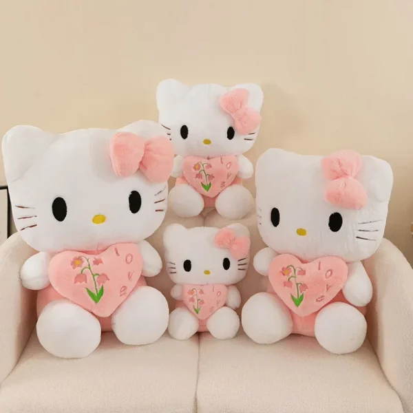 35cm Sanrio Heart Hugging Hello Kitty Plushies Stuffed Animal Toys Cute Heart Hugging Pillow Plush Toy Pillow Birthday Gift