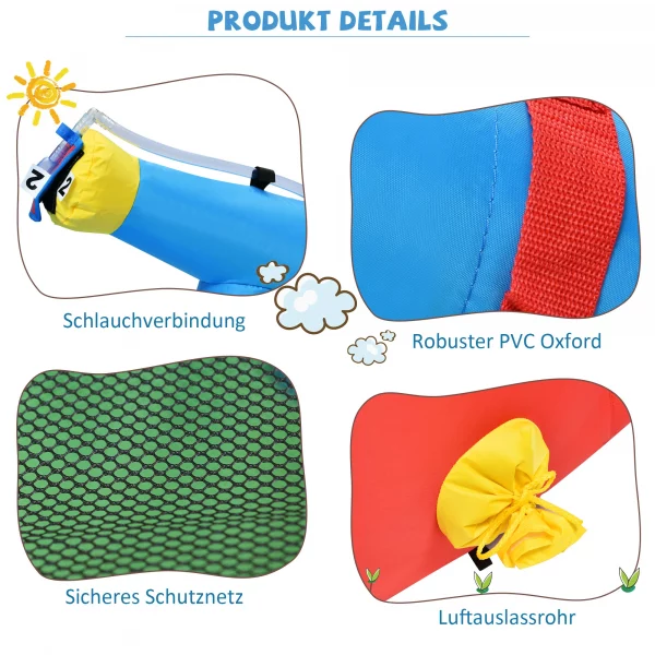Children's trampoline, 5 in 1 inflatable trampoline, suitable for children 3-10 years old with slide plunge pool football net - Image 4