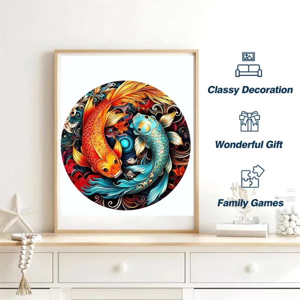 Koi CarpWooden Jigsaw Puzzle DIY Crafts Animal Wooden Puzzles For Kids Adults Educational Brain Trainer Family Interactive Games - Image 4