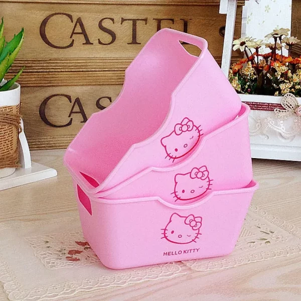 Sanrio Hello Kitty Cartoon Organizer Box Cute Desktop Plastic Sundries Storage Case Cosmetics Sundry Jewelry Stationery Box Gift - Image 4