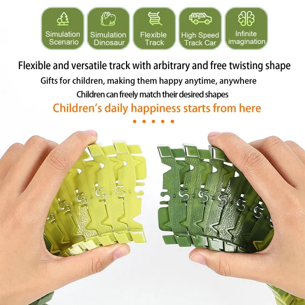 Magic Climbing Track train,Create A Dinosaur World Road Race Tracks, Flexible Track Playset for 3 4 5 6 Year Old Boys Girls Gift - Image 4