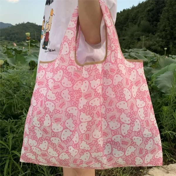 Hello Kitty Foldable Shopping Bag Large Capacity Women Handbag Eco-Friendly Storage Wrap Girls Boys Organizer Pouch Party Gift - Image 5