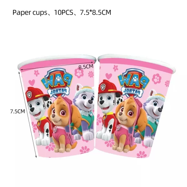 Pink Paw Patrol Girls Party Supplies Dogs Skye Balloons Cup Plate Tablecloth Toys Sticker Baby Shower Happy Birthday Decorations - Image 3