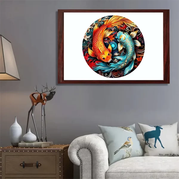Koi CarpWooden Jigsaw Puzzle DIY Crafts Animal Wooden Puzzles For Kids Adults Educational Brain Trainer Family Interactive Games - Image 3