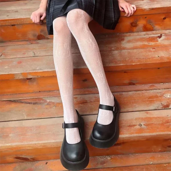 Cute Japanese Hello Kitty Fishing Net Socks Black Silk Stockings Women's Thin Spring and Autumn Anti-hook Silk Bottom Pantyhose - Image 3